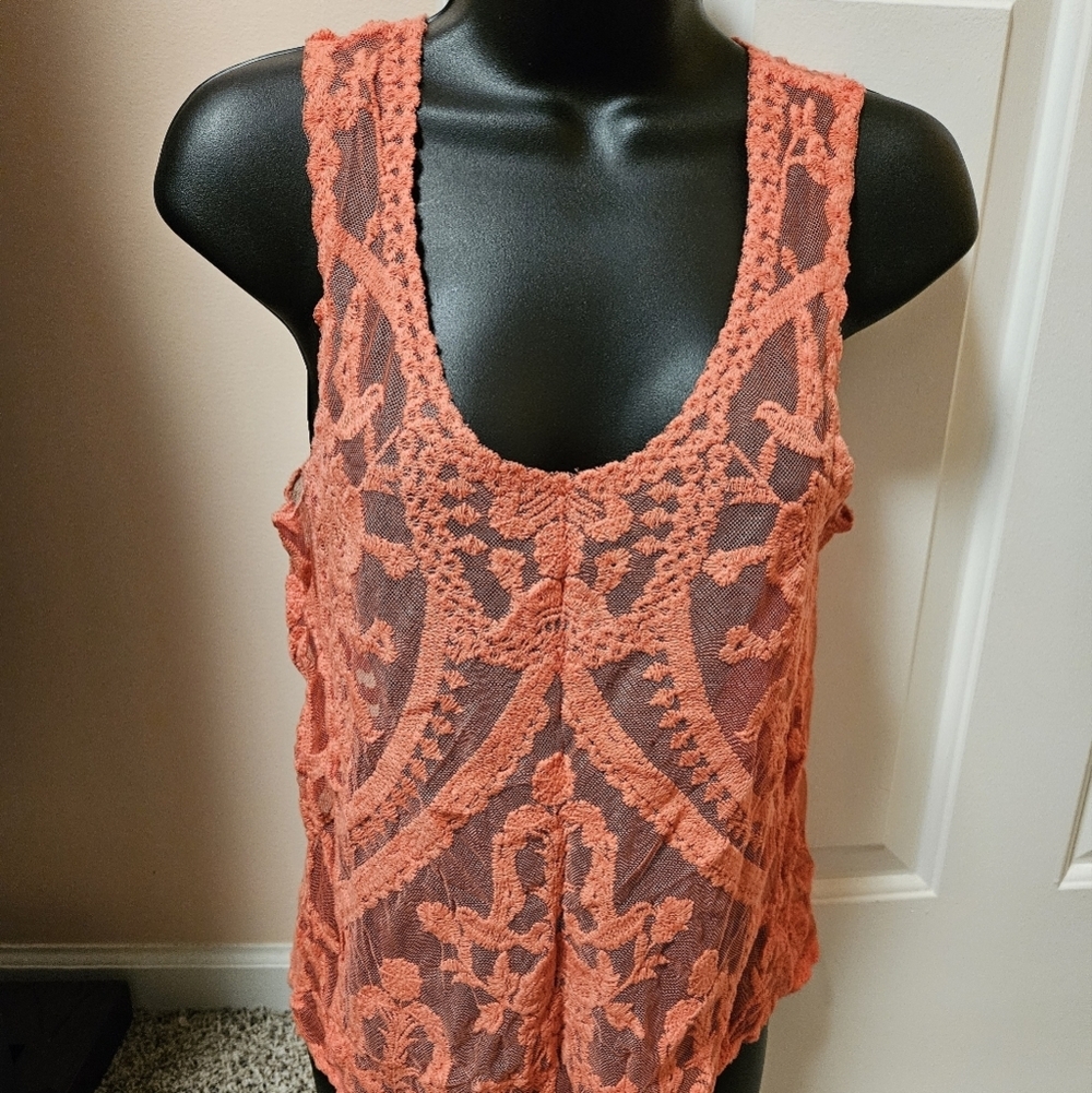 Daytrip Mesh Embroidered Through Tank Top - Picture 1 of 8